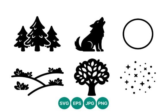 Black Silhouette Nature Icons: A Versatile Design Resource for Modern Creatives