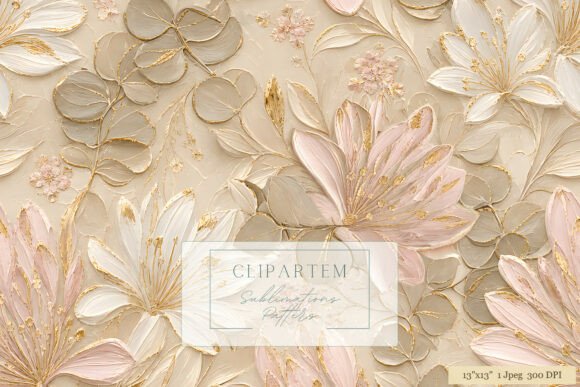 Blush Gold Floral Sublimation Pattern: A Timeless Choice for Elegant Design Projects