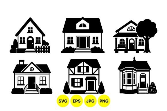 Classic Home Silhouette Icons: Timeless Design for Versatile Use