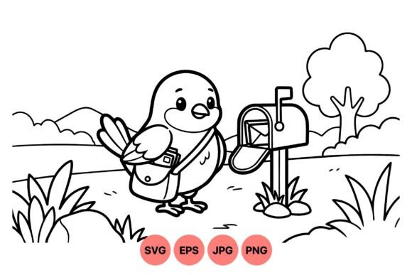 Cute Bird Mailbox Illustration: A Delightful Design Asset