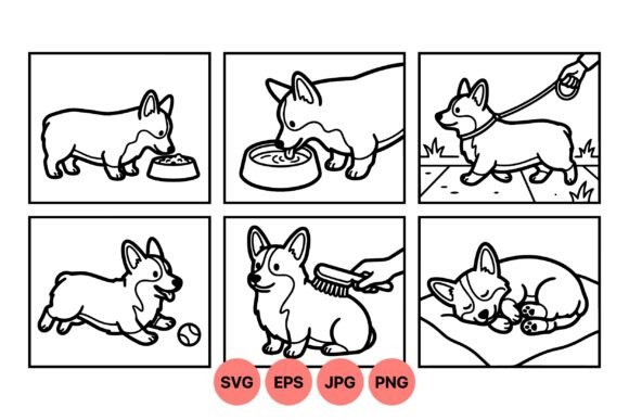 Cute Corgi Dog Line Art Set: A Versatile Choice for Pet-Themed Design Projects