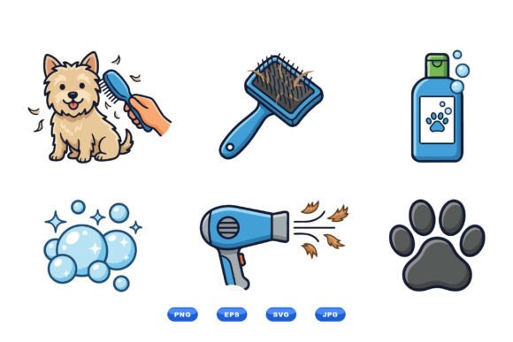 Cute Dog Grooming Vector Set: A Practical Design Resource for Pet-Themed Projects