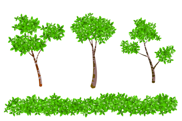 Enhance Your Designs with Bushes Border and Tree PNG Graphics