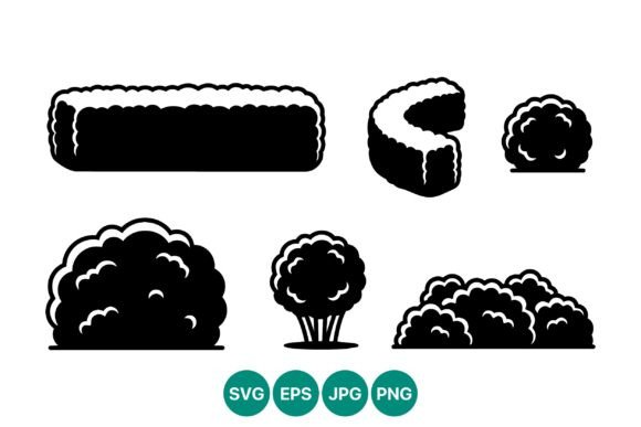 Enhancing Visual Design with Bush Silhouette Vector Art