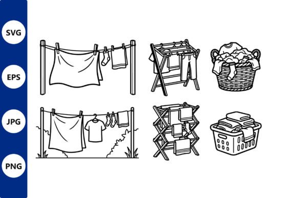 Laundry Line and Drying Rack Vector Art: A Creative Asset for Modern Design and Lifestyle Branding