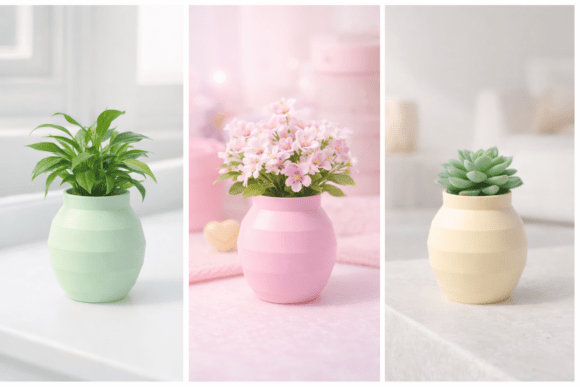 Modern Pen Holder Ribbed Vase 3D Models for 3D Printing
