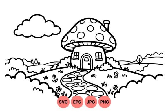 Mushroom House Outline Clipart: Creative Possibilities