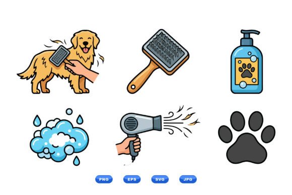 Pet Grooming Care Clipart Set: Smart Choices for Designers and Pet Lovers