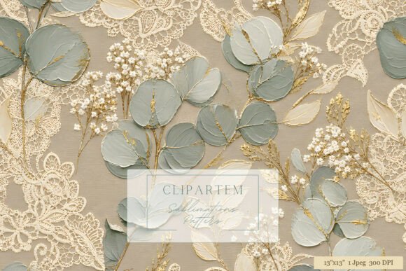 Sage Eucalyptus Lace Gold Pattern: A Timeless Botanical Design for Sophisticated Applications