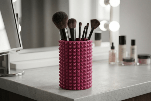 Studded Vase Makeup Brush Holder: A Modern Touch for Functional Decor