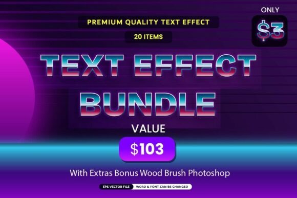 Text Effect Bundle with Bonus Wood Brush: Creative Power for Every Designer