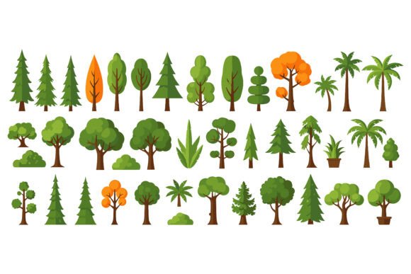 Various Cartoon Trees and Bushes Set: A Strategic Creative Resource