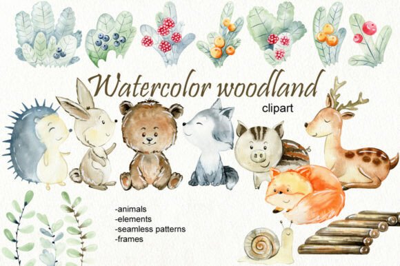Watercolor Forest Animals Clipart Collection for Creative Projects