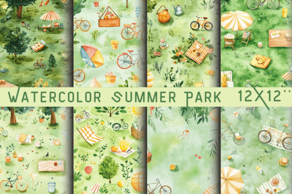 Watercolor Summer Park Background: A Nature-Inspired Design Resource