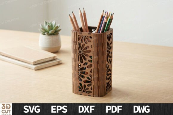 Wood Desk Organizer Pen Holder SVG: A Practical Solution for a Tidy Workspace